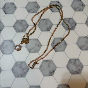 Elegant Gold and Pink Beaded Necklace